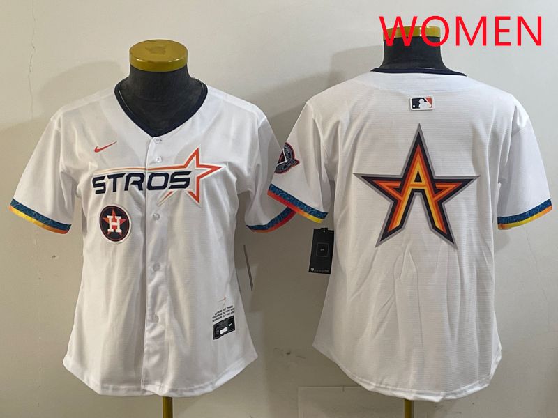 Women Houston Astros Blank White Fourth generation Joint Name 2025 Nike MLB Jersey style 8->women mlb jersey->Women Jersey